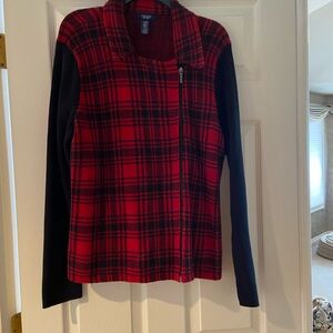 Chaps Red and Black Plaid Sweater